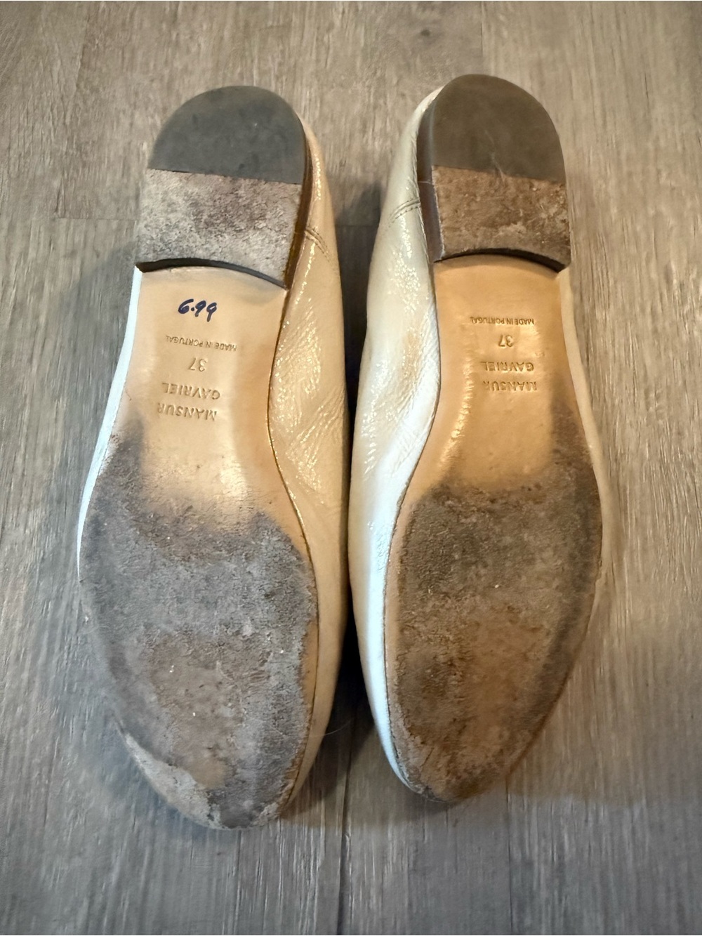 Mansur Gavriel Ivory Leather Ballet Flats with Bow - Picture 7 of 7